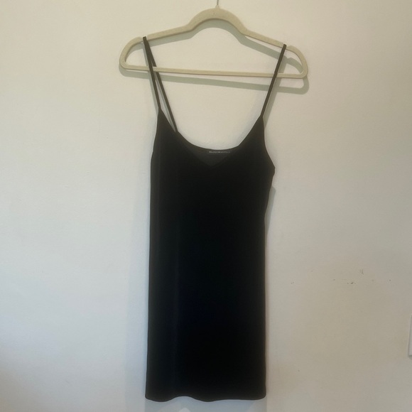 Brandy Melville Black V-Neck Velvet Style Dress - Picture 2 of 7